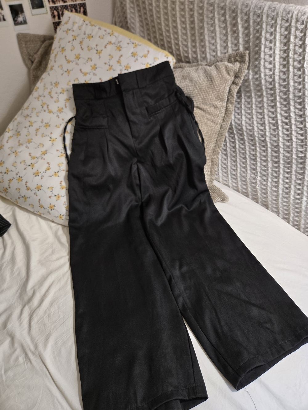 High-Waist Wide Leg Womens Pants - Black